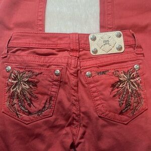 Girl’s ruby miss me skinny jeans Jeans with Intricate Embroidery pockets size 10